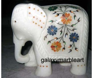 5" height inlay work white elephant  e-509